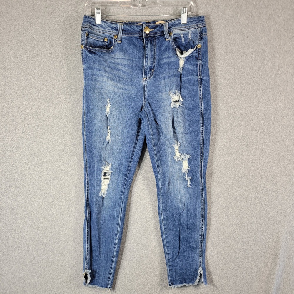 Seven7 High Rise‎ Ankle Legging Women 12 Stretch Distressed Raw Hem Frayed Boho